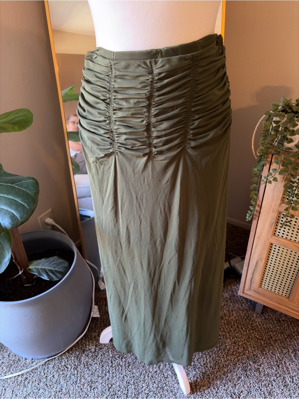 Maeve  Olive Green Maxi Skirt